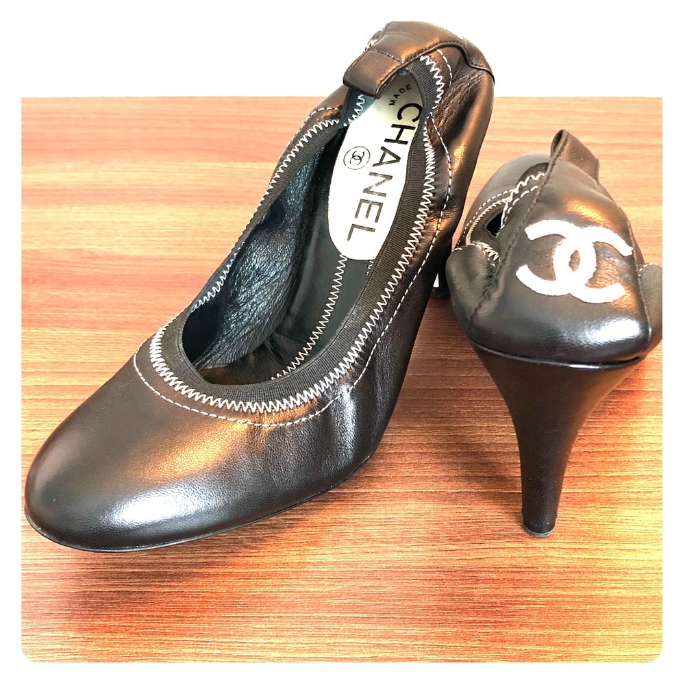 Chanel black heels size 36